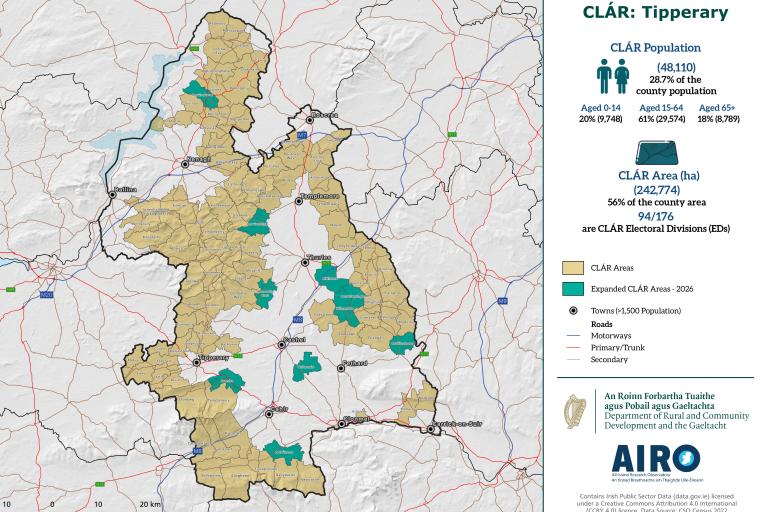 map of the Clár areas of the county
