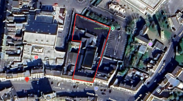 Aerial view of the site outlined in red
