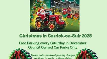 image of logo and text to explain free parking in council owned car parks