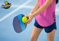 Girl playing pickleball